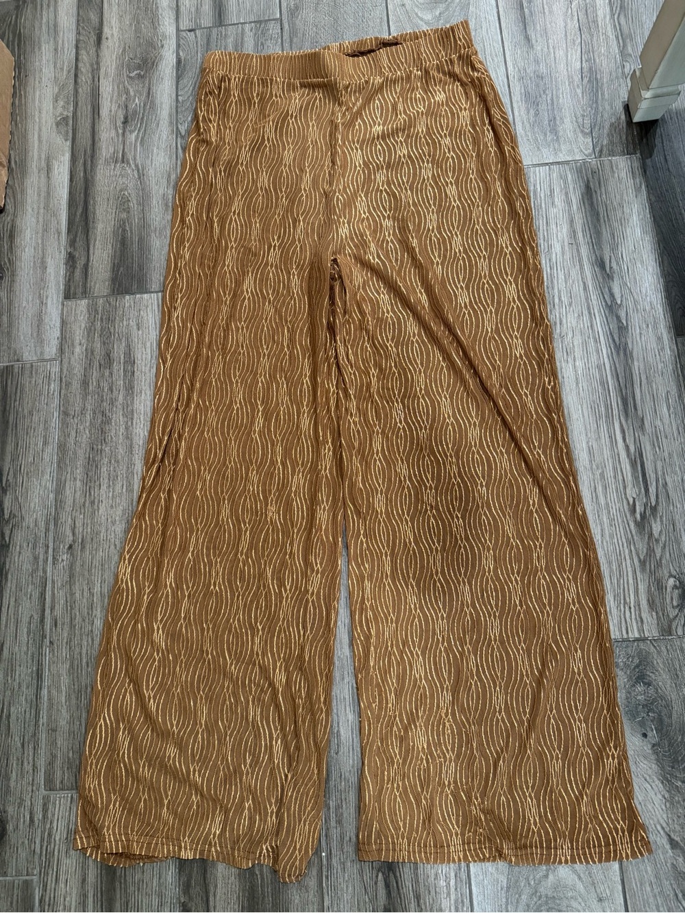 Fashion Nova Caramel Wide Leg Textured Pants swim cover up